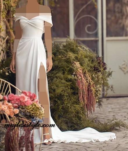 لباس عروس ساده چاکدار
